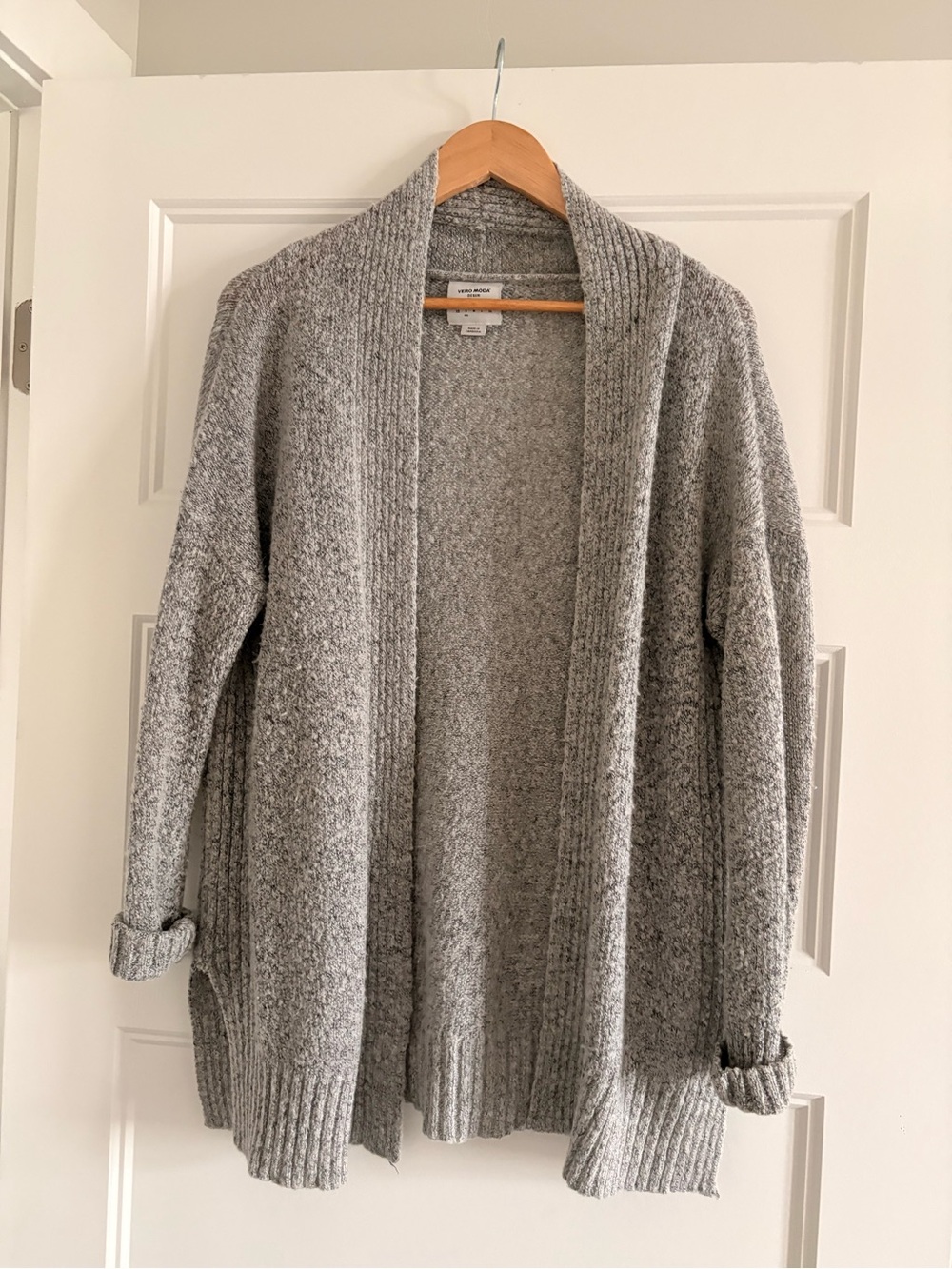 Vero Moda Heather Gray Open-Front Knit Cardigan